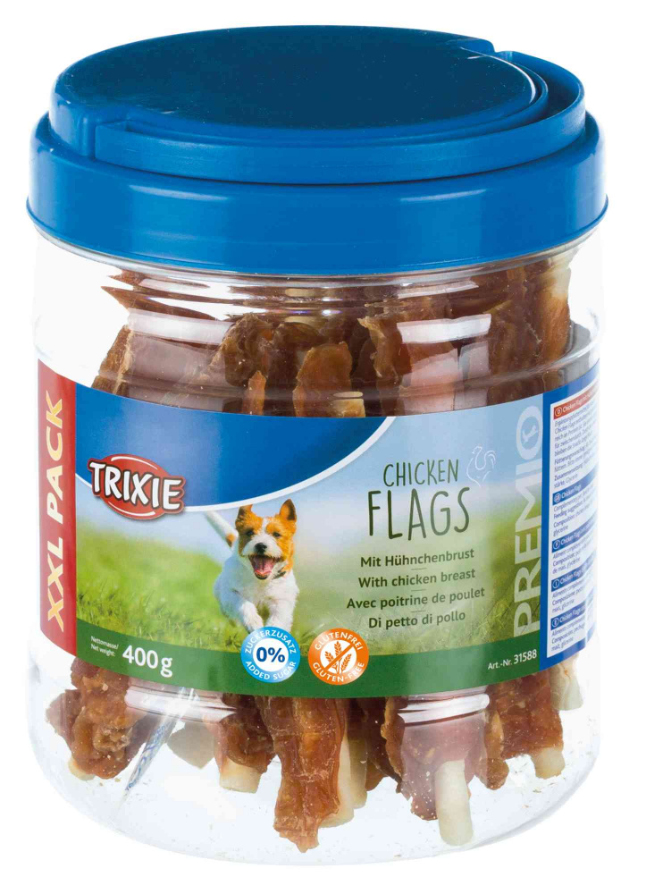 

Лакомство для собак PREMIO Chicken Flags Trixie сырые шкуры с куриной грудкой 400гр (TX-31588)