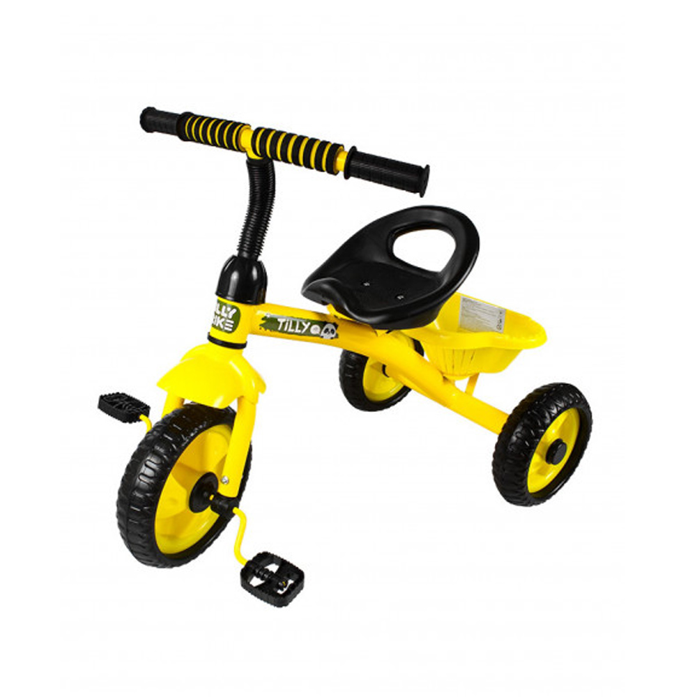

Велосипед 3-х колёсный TILLY TRIKE T-315, колеса из EVA - пены, корзина, мягкие накладки на руль желтый
