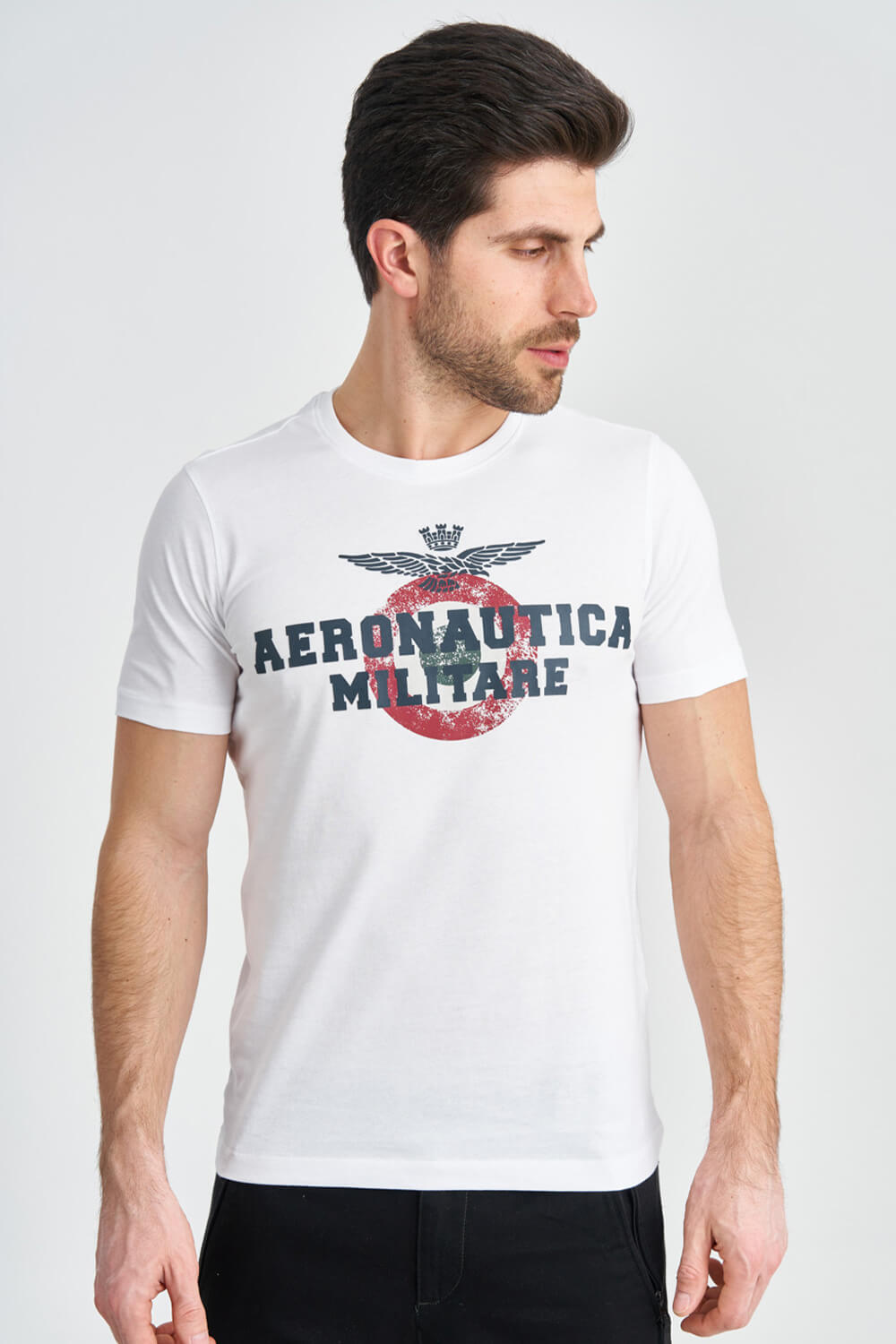 

Белая мужская футболка с большим принтом Aeronautica Militare 3902 XXL