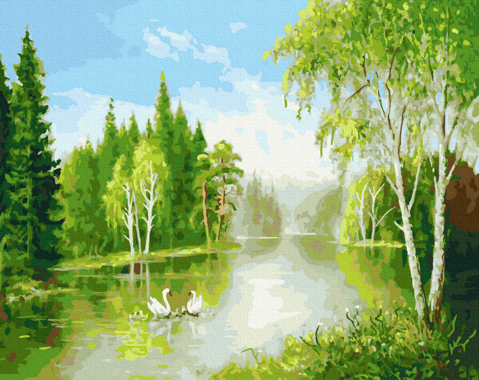 

Картина по номерам. Rainbow Art Лебединая пара GX37157-RA