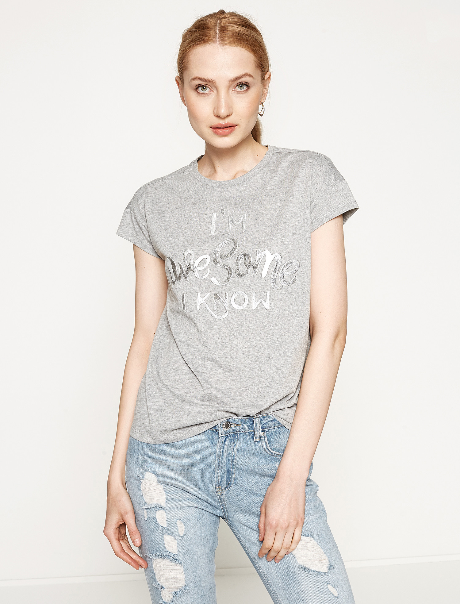 

Футболка Koton 7YAF10120GK-048 L Grey