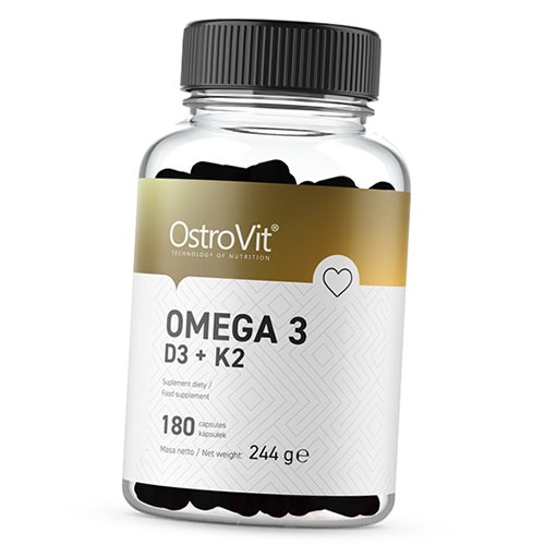 

Омега 3 Витамины Д3 К2, Omega 3 D3+K2, Ostrovit 180капс (67250006)