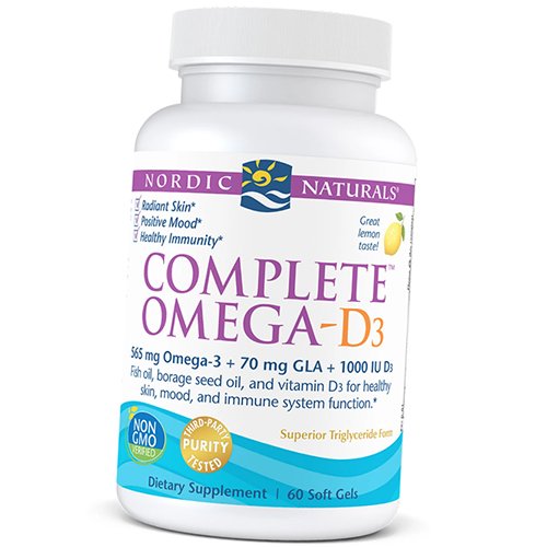 

Омега 3 6 9 + Витамин Д3, Complete Omega-D3, Nordic Naturals 60гелкапс Лимон (67352033)