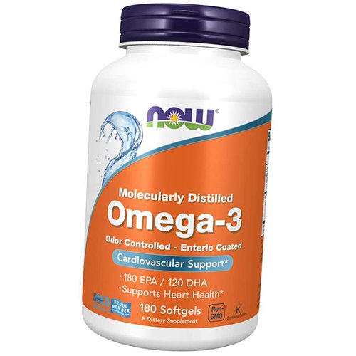 

Молекулярно дистиллированная Омега 3 с энтеросолюбильным покрытием, Omega-3 Enteric Coated, Now Foods 180гелкапс (67128025)