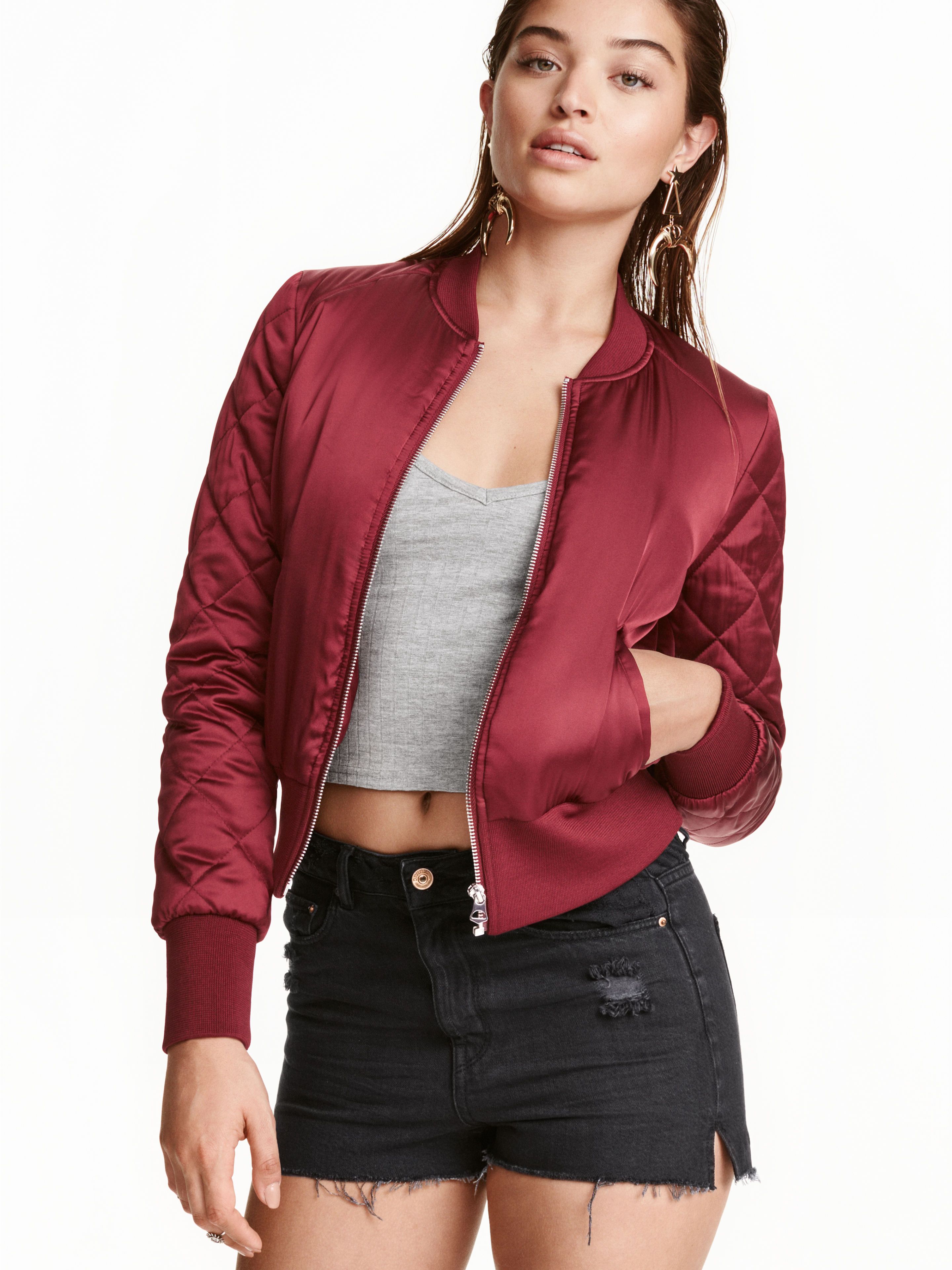

Бомбер H&M 3145224 34 Бордовый