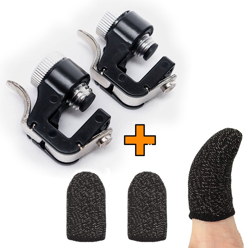 

Игровые контроллеры Marpiel R11 Black (геймпад триггеры курки для смартфона для PUBG) + напальчники