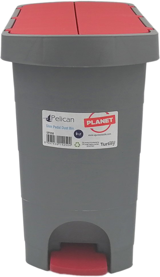 

Ведро с педалью Planet Pelican 9 л Серо-красное