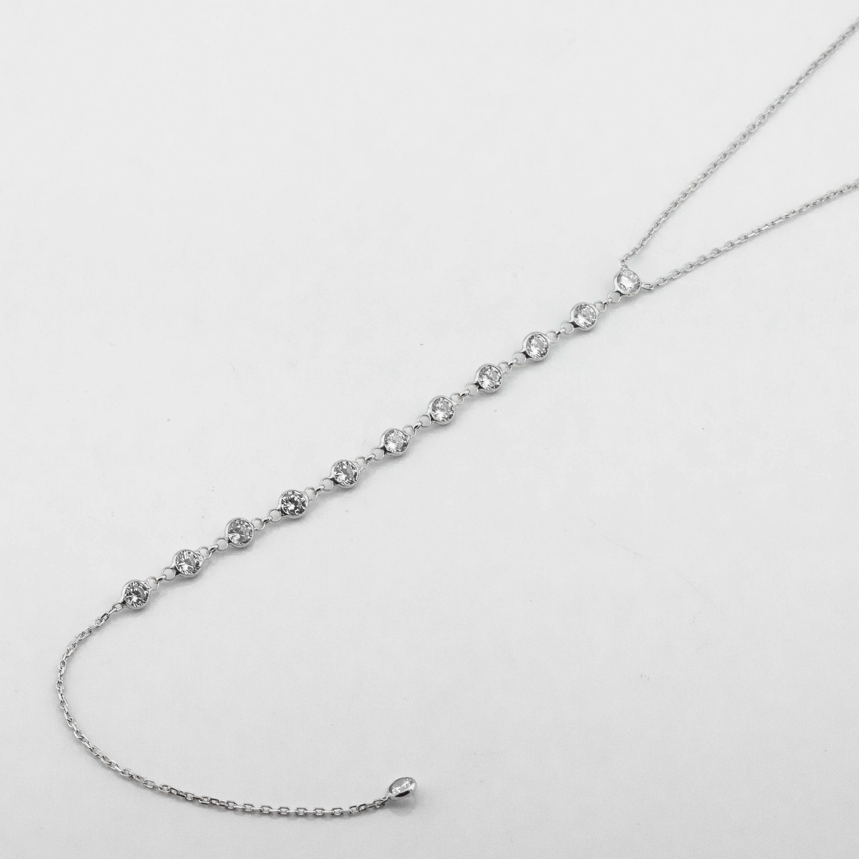 

Серебряное колье-галстук с фианитами ko14561 Диамант, 45 размер