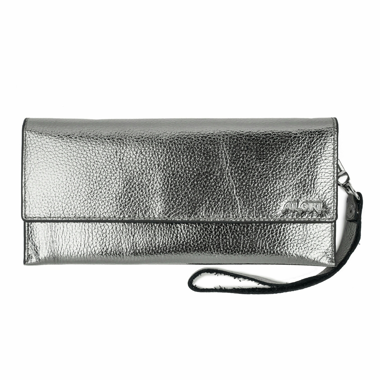 

Кошелёк женский из натуральной гладкой кожи ALORI, серебристый КО-01-3 Silver