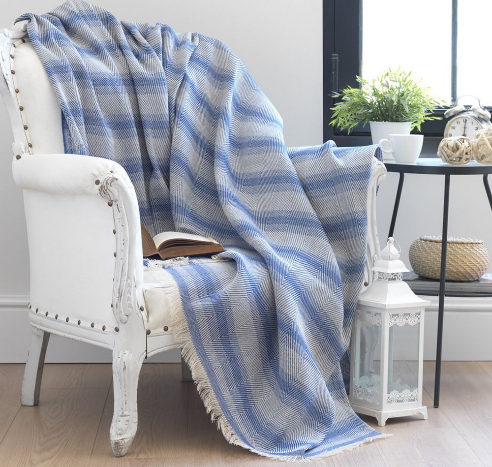 

Плед-покрывало хлопковое Eponj Home Kareli Dokuma Mavi 190х220