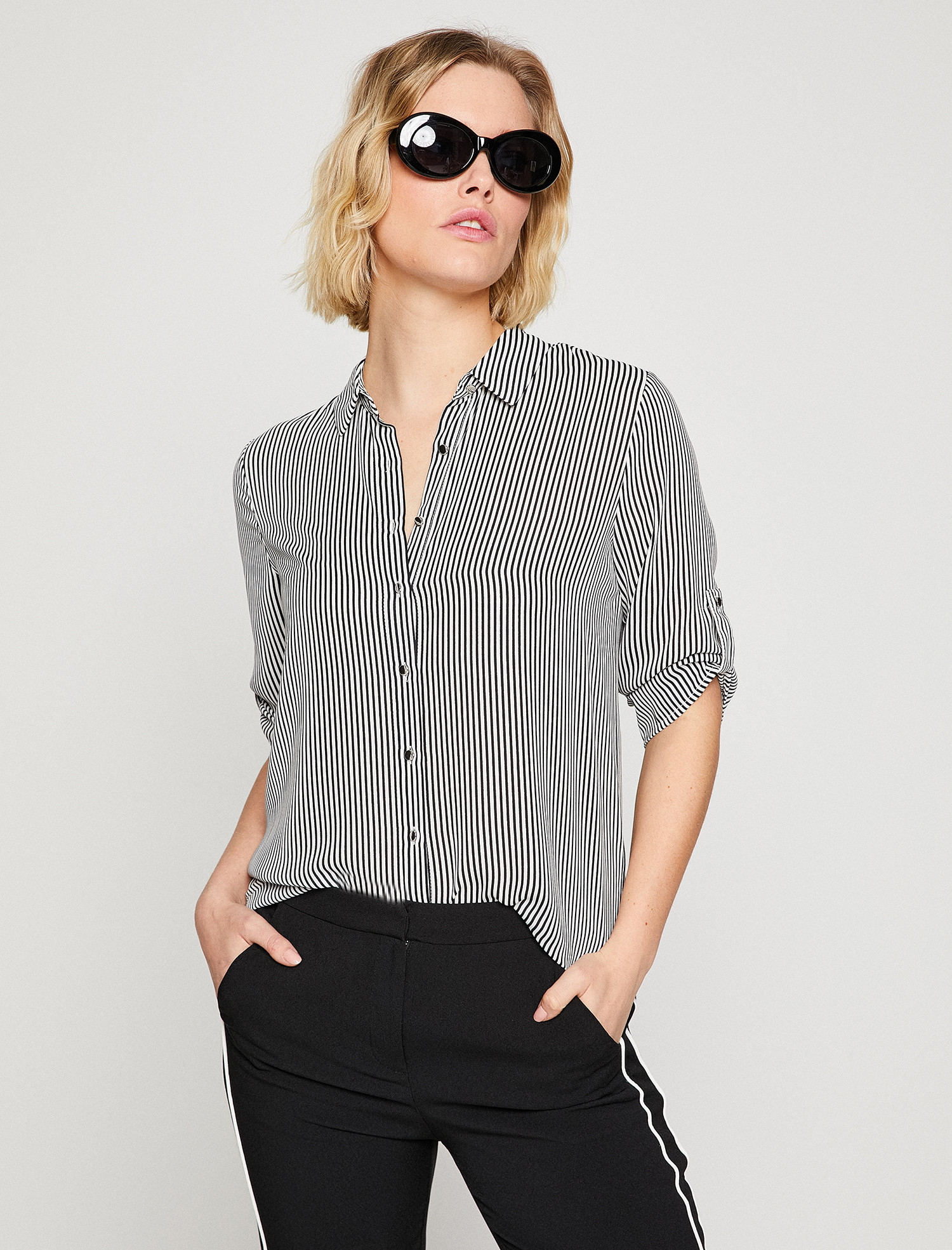 

Рубашка Koton 8KAK68311PW-02N 38 Black Stripe