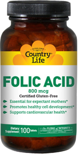 

Витамины Country Life FOLIC ACID (Фолиевая кислота) 800 мкг 100 таблеток (015794063131)