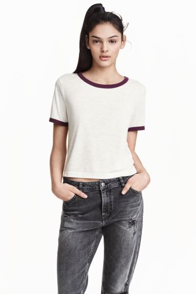 

Футболка H&M 0379780 XS білий з бордовим