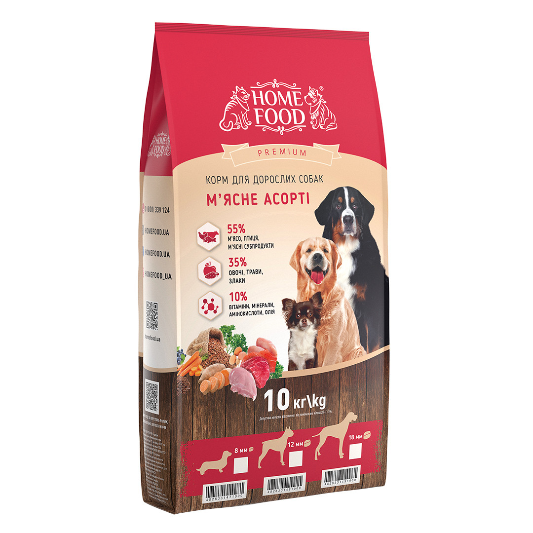 

Сухой корм Home food (Хоум фуд) для собак средних пород мясное ассорти, 10 кг