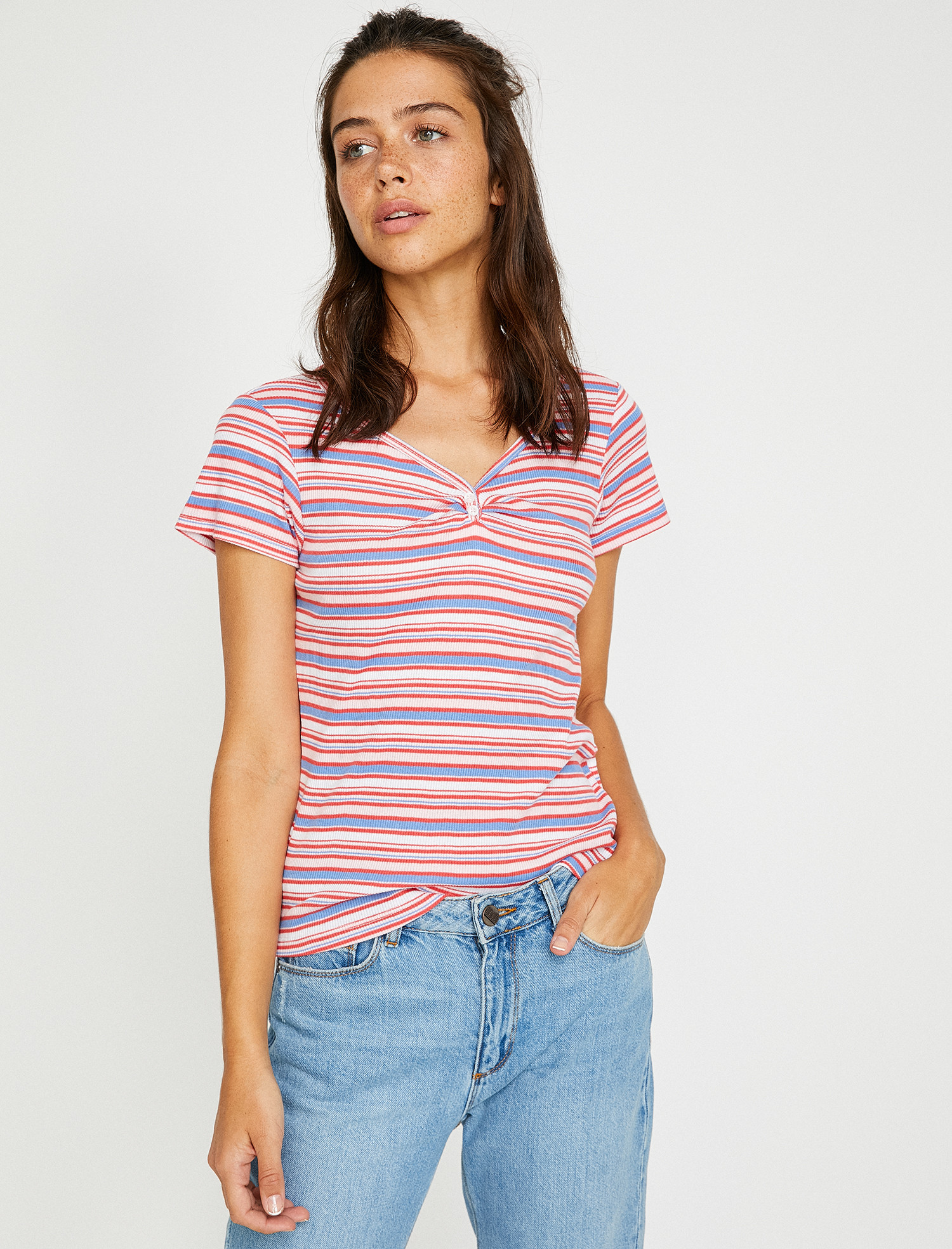 

Футболка Koton 8YAL11754JK-K41 M Red Stripe