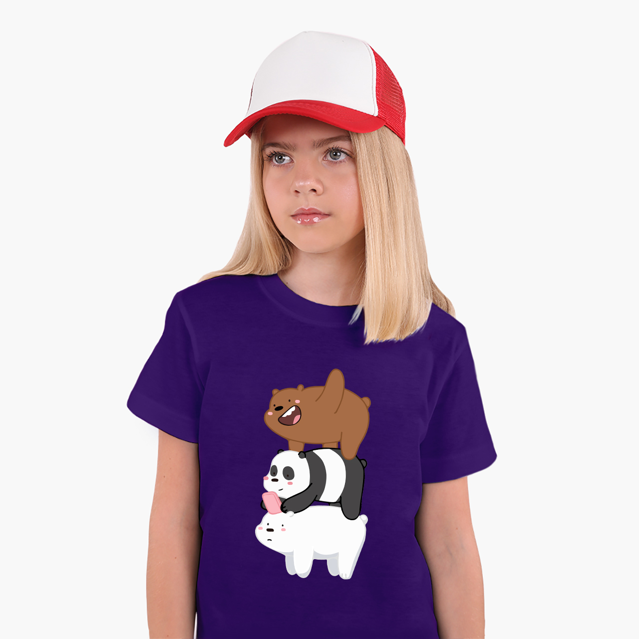 

Детская футболка Три медведя (We Bare bears) (25186-2643-19) 88-104 см Хлопок Фиолетовый
