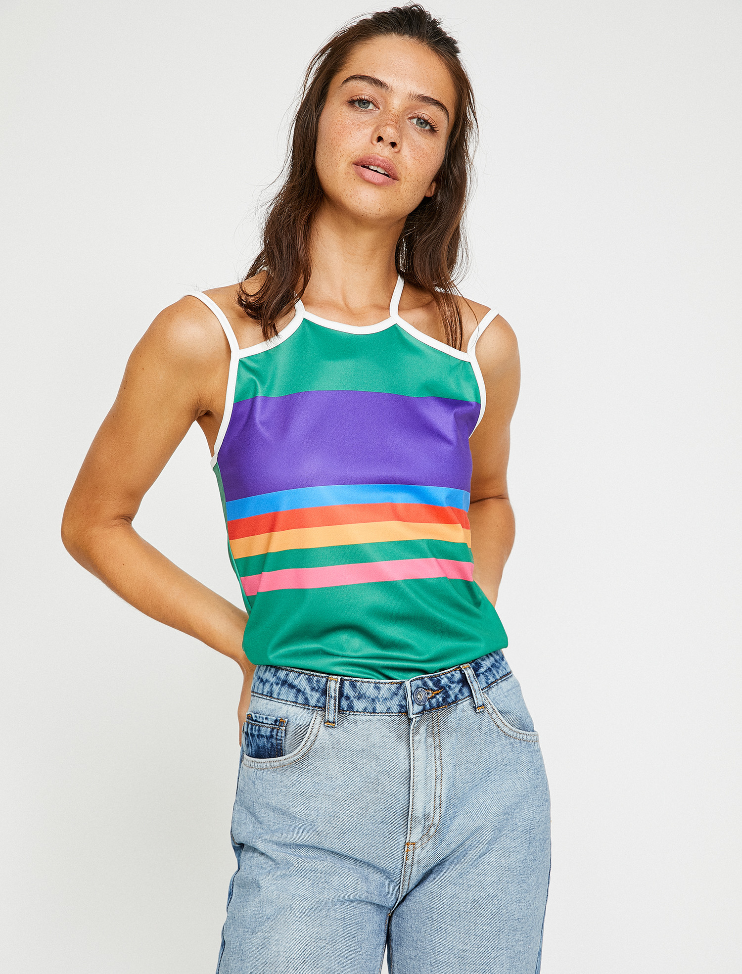 

Топ Koton 8YAL31224JK-11O M Green Stripe