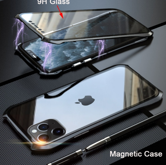 

Магнитный чехол со стеклянной передней и задней панелью для iPhone 12 Pro Max