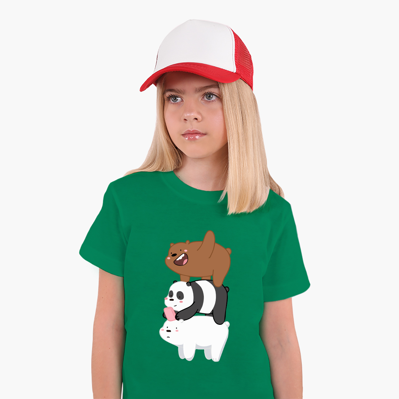 

Детская футболка Вся правда о медведях (We Bare bears) (25186-2643) 134-140 см Хлопок Зеленый