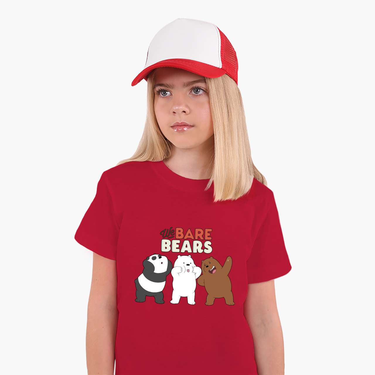 

Детская футболка Вся правда о медведях (We Bare Bears) (25186-2667) 104-110 см Хлопок Красный