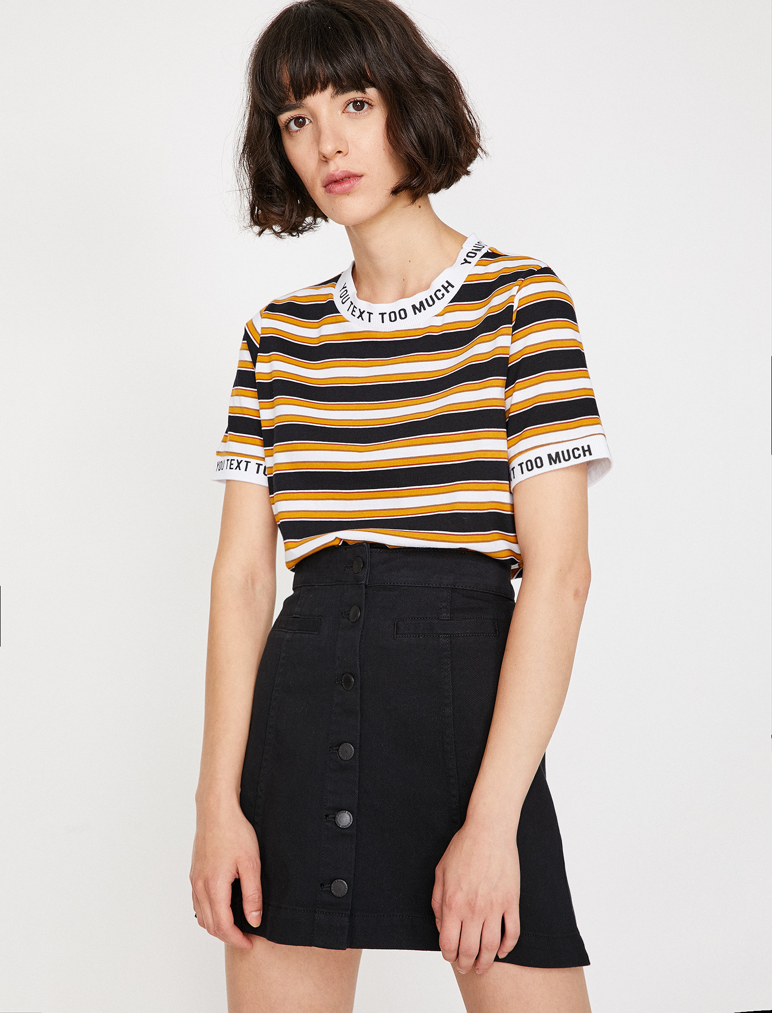 

Футболка Koton 8YAL11005OK-44R  Yellow Stripe, Футболка Koton 8YAL11005OK-44R S Yellow Stripe
