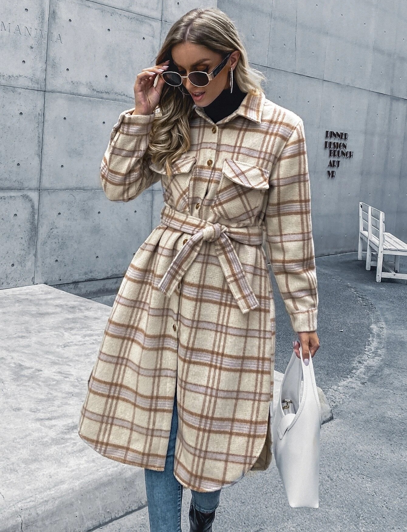 

Пальто-рубашка женское с поясом Beige Berni Fashion (M) Бежевый