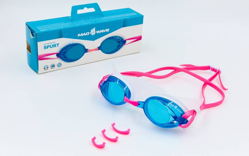 

Очки для плавания тренировочные Mad Wave SPURT Поликарбонат Силикон Голубой-розовый (СПО M042724)