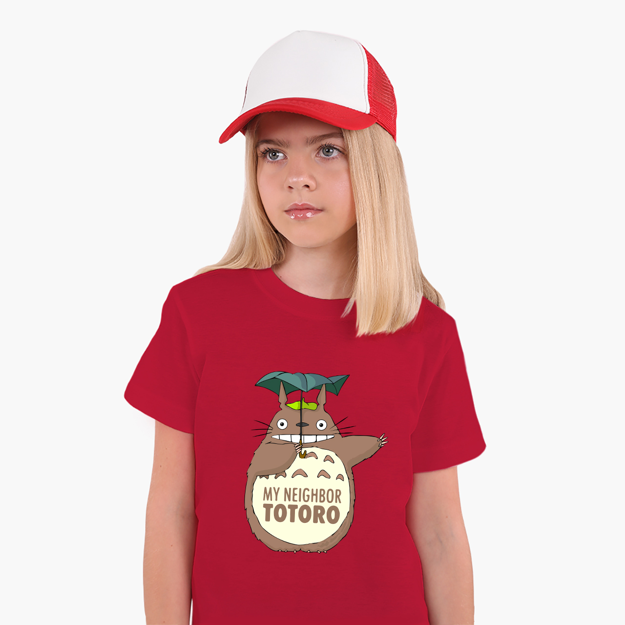 

Детская футболка для девочек Мой сосед Тоторо (My Neighbor Totoro) (25186-2656-1) 88-104 см Хлопок Красный