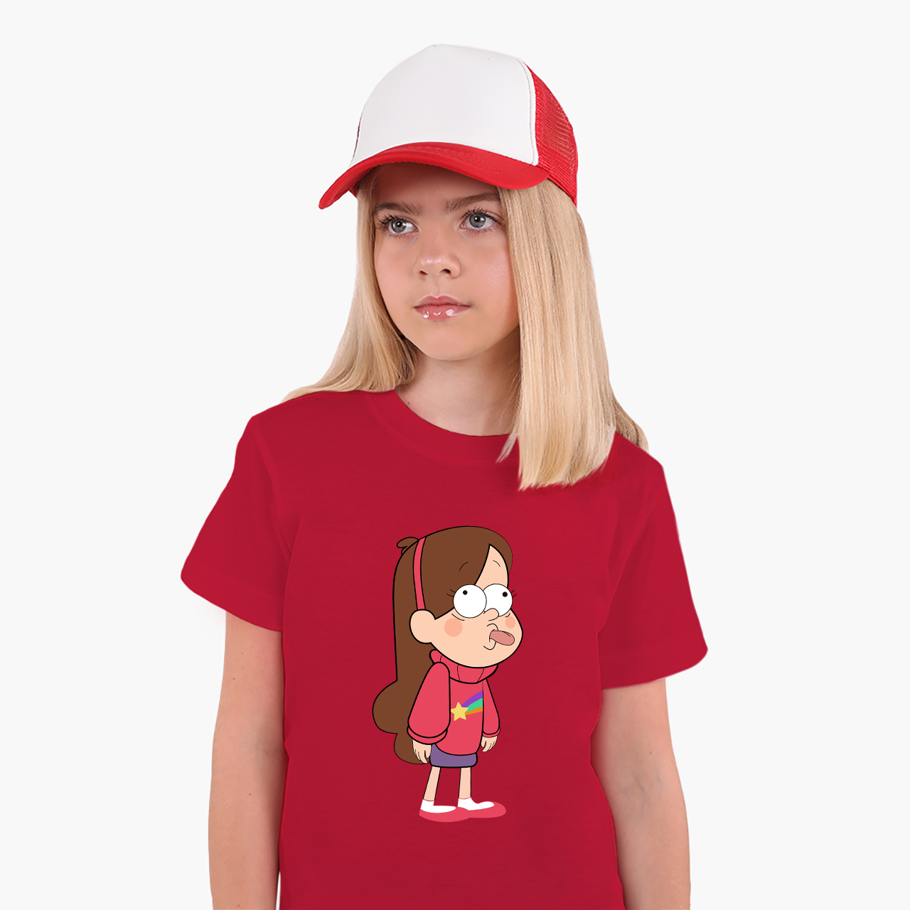 

Детская футболка Гравити Фолз Мейбл Пайнс (Gravity Falls Mabel Pines) (25186-2625) 134-140 см Хлопок Красный