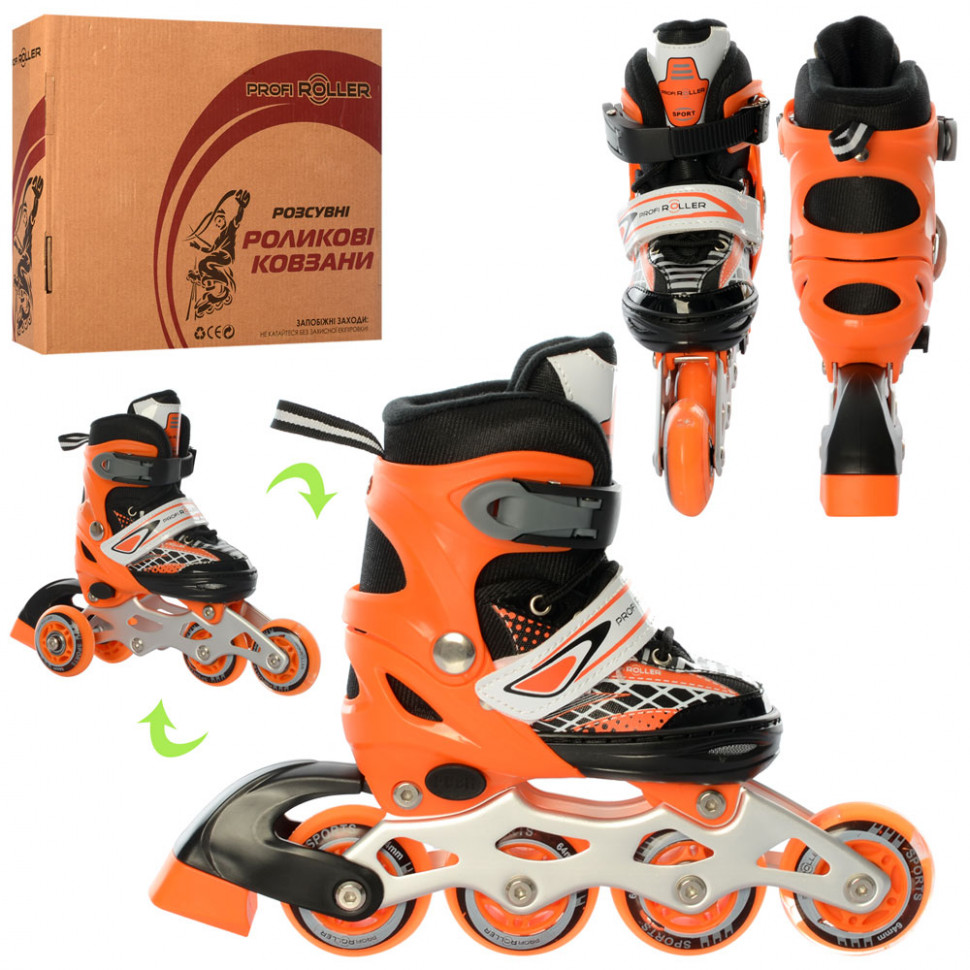 

Детские раздвижные роликовые коньки Profi Roller Skates Mini Оранжевый 27-30 размер на шнуровке