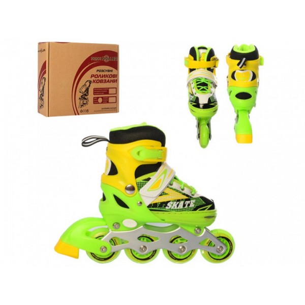 

Детские раздвижные роликовые коньки Profi Roller Skates Green Yellow 31-34 размер
