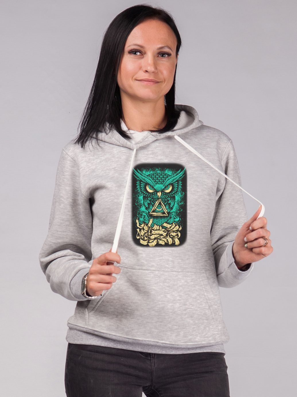 

Худи Malta Ж459-14-РЧ Green Owl S (42) Светло-серое