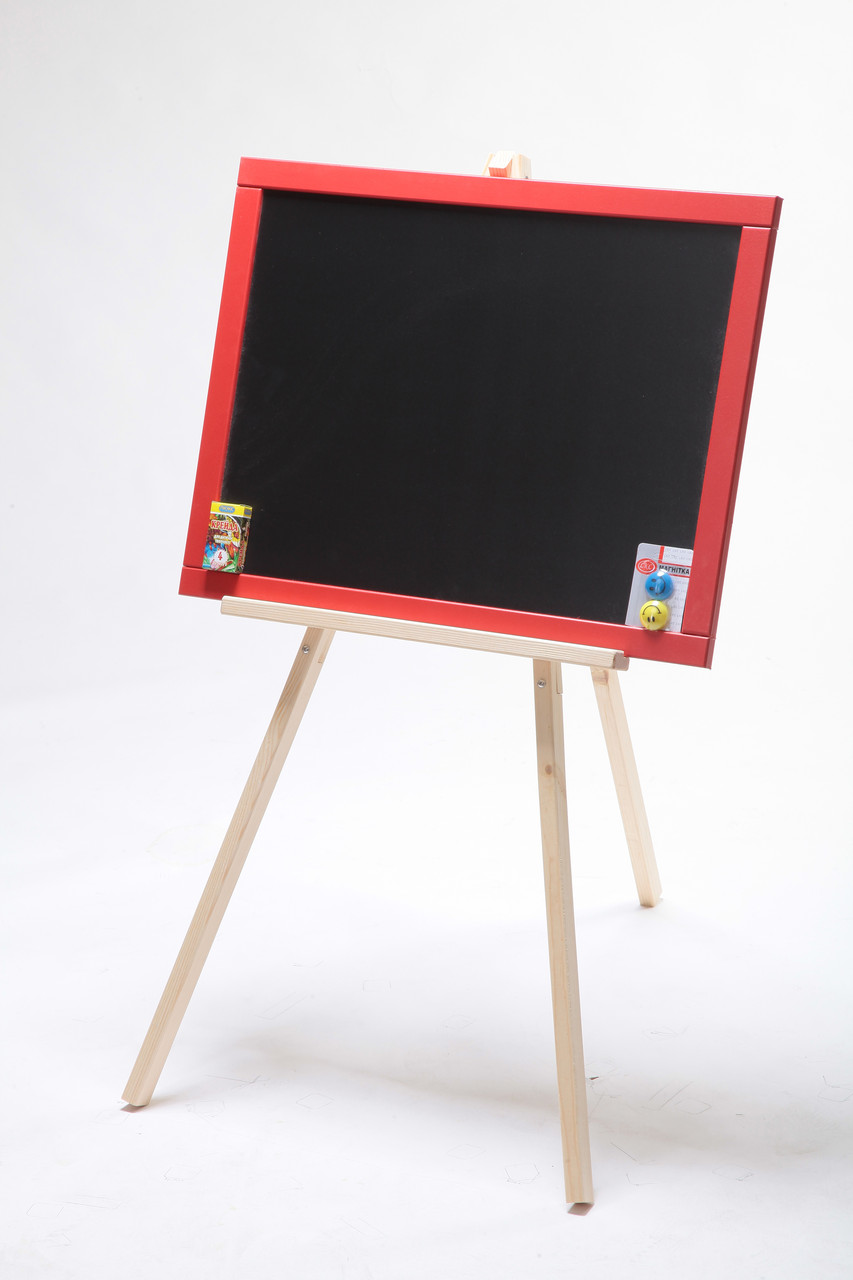 

Мольберт двусторон. разборной Красный (тренога, магнит, мел) 60*46*105см (М065)