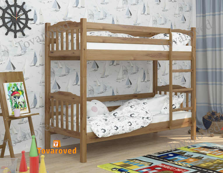 

Двухъярусная кровать 90х190 Wellmebely Бай-Бай Трансформер сосна Орех Светлый Л6