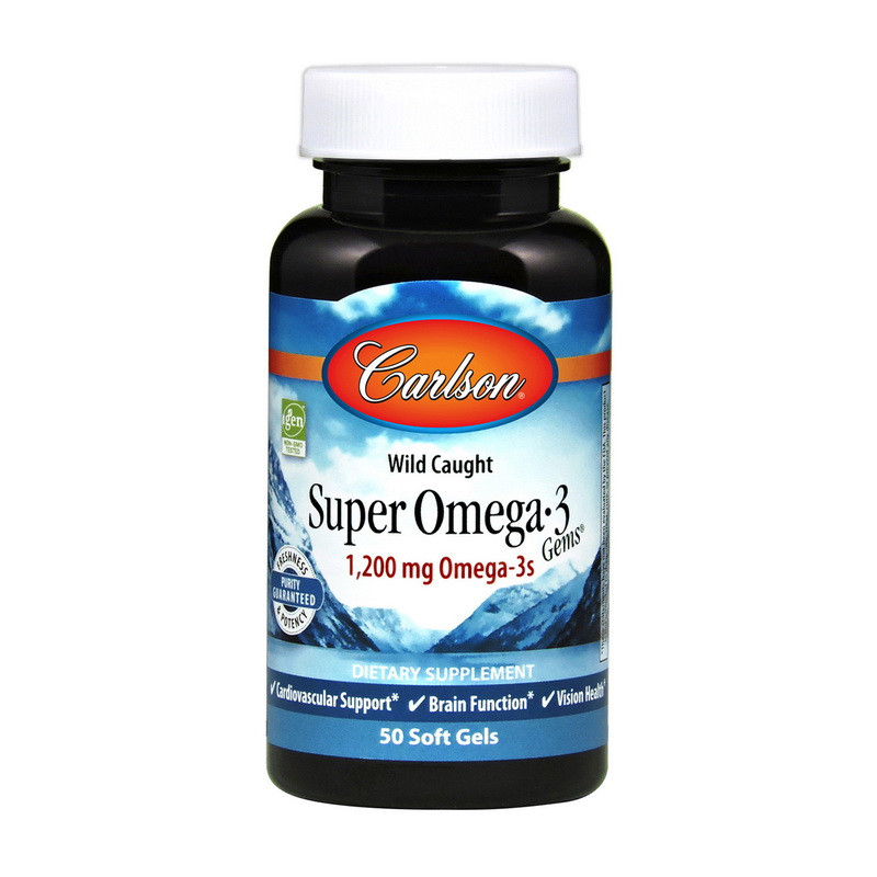 

Омега-3 Carlson Labs Super Omega 3 1200 mg Omega-3s (50 soft gels)