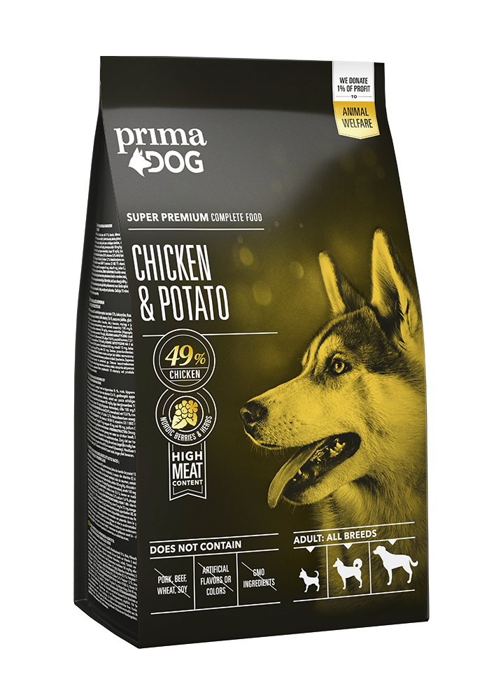 

Сухой корм для взрослых собак с курицей и картофелем Prima Pet Premium 12 кг