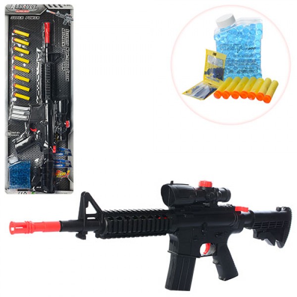 

Автомат M16-2 (18шт) 66см,водяные пули, мягкие пули-присоски8шт,на листе,27-75-5см