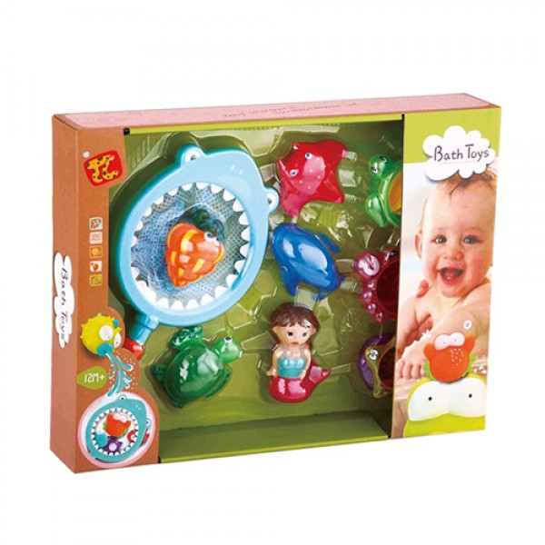 

Игрушка TL937 (24шт) для купания, сачок-акула, морские обитатели7шт русалка, в кор-ке, 39,5-30-7см