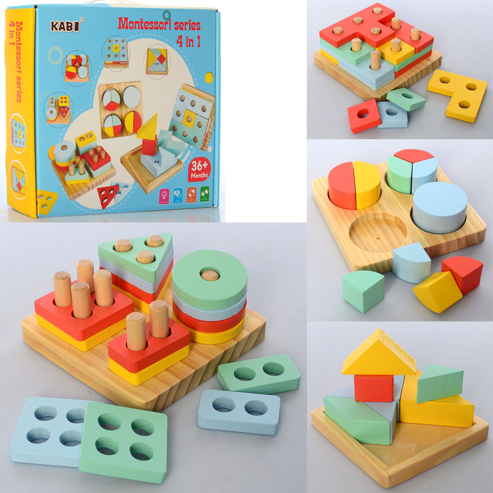 

Деревянная игрушка Геометрика MD 2530 (12шт) 4в1, в кор-ке, 29,5-25,5-5,5см