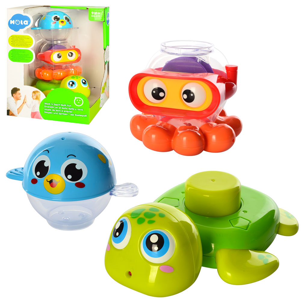 

Игра 3112 (12шт) для купания, пирамидка (животные) 19см, брызгалка,на присоске,в кор-ке,36-19-12,5см