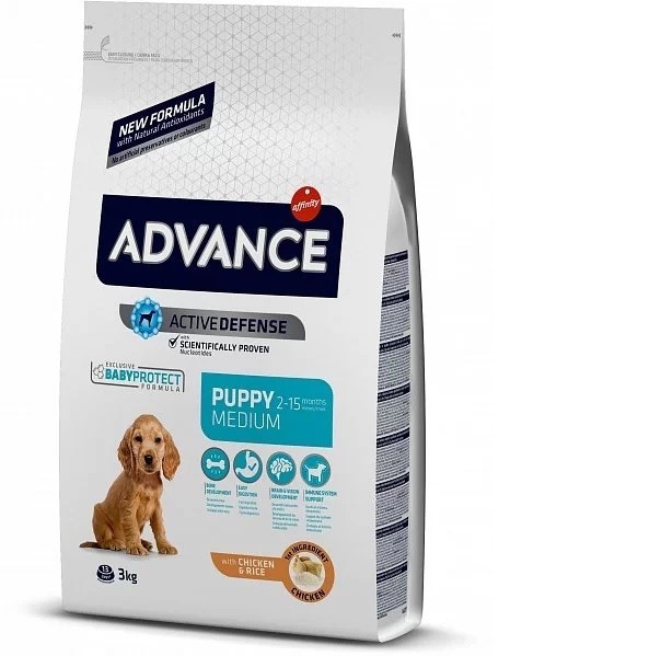 

Сухой корм Advance Dog Medium Puppy корм для средних пород с курицей и рисом 3 кг