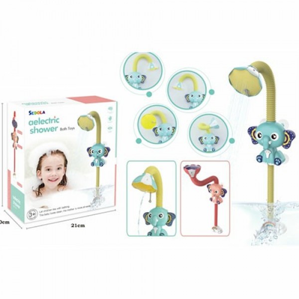 

Игра 8366-22A (36шт) для купания, слоник, на присоске, душ, на бат-ке, в кор-ке, 21-23-10см