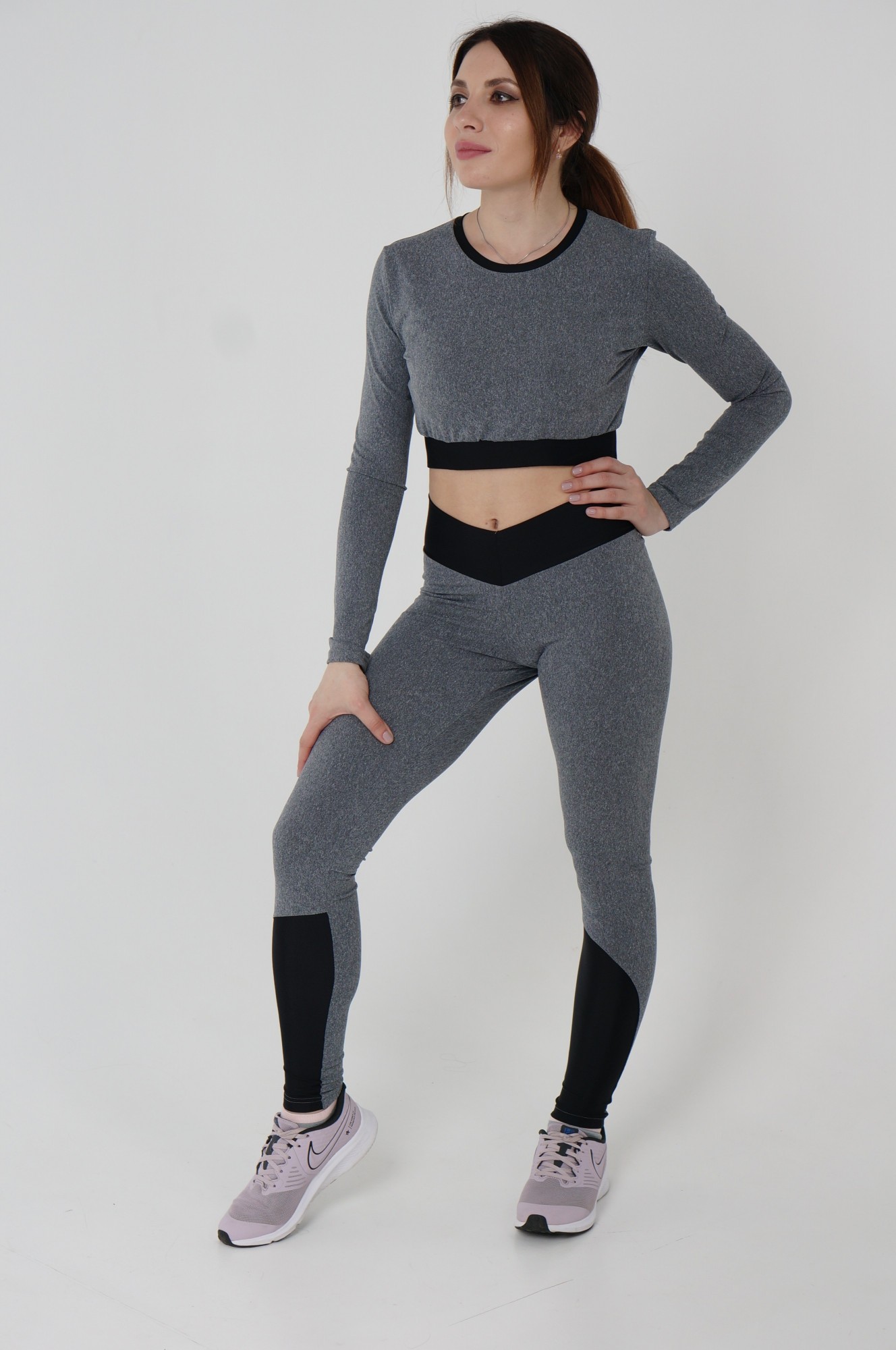 

Лосины для фитнеса и йоги Vikifit Gray Classic XS Серый с черным