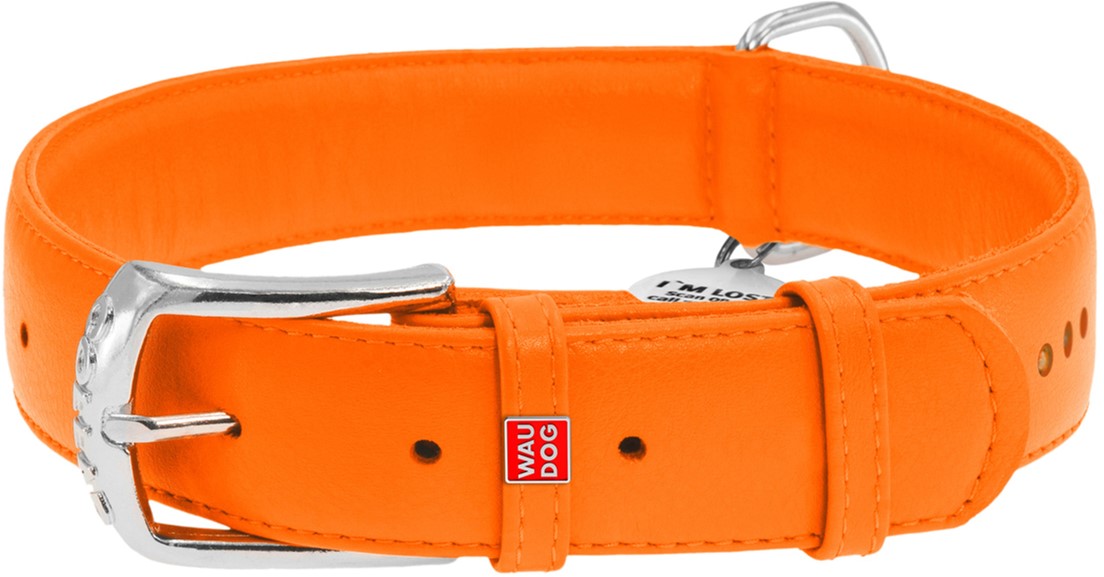 

Ошейник для собак кожаный Collar WAUDOG Glamour с QR паспортом, двойной со страз, L, Ш 35 мм, Дл 46-60 см