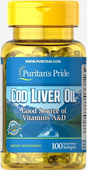 

Масло печени трески Cod Liver Oil Puritan's Pride 415 мг 100 капсул (PP397)