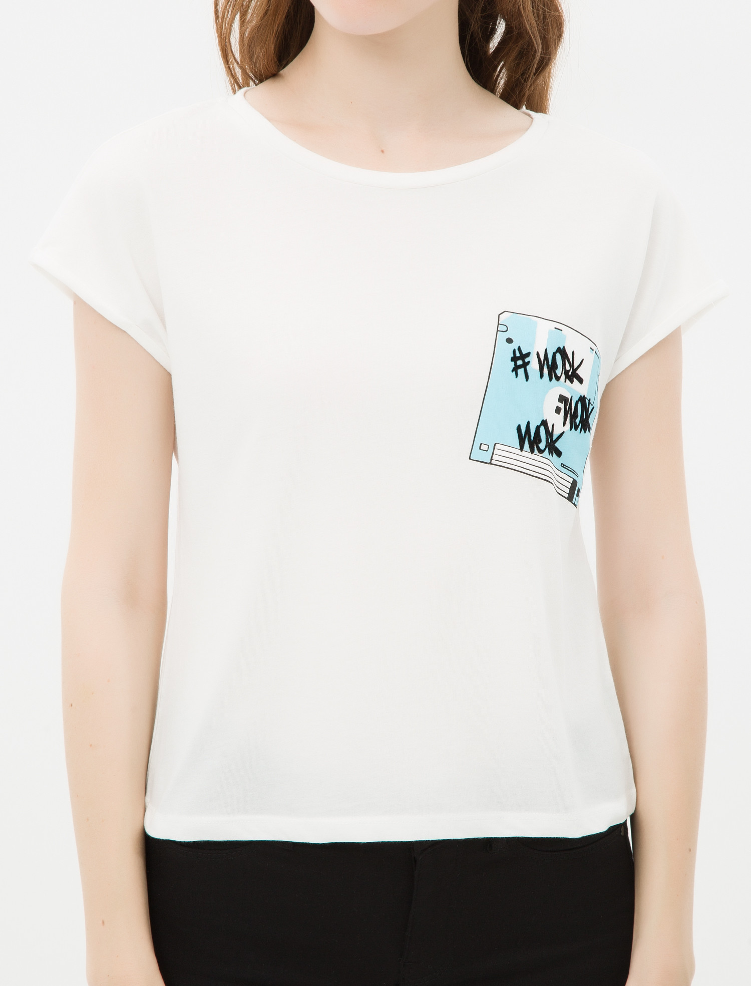 

Футболка Koton 7KAL11747JK  Off White, Футболка Koton 7KAL11747JK M Off White