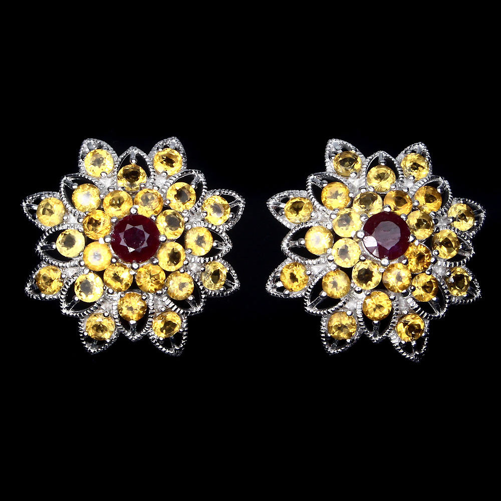 

Серьги из серебра с рубинами и цитрином С1535