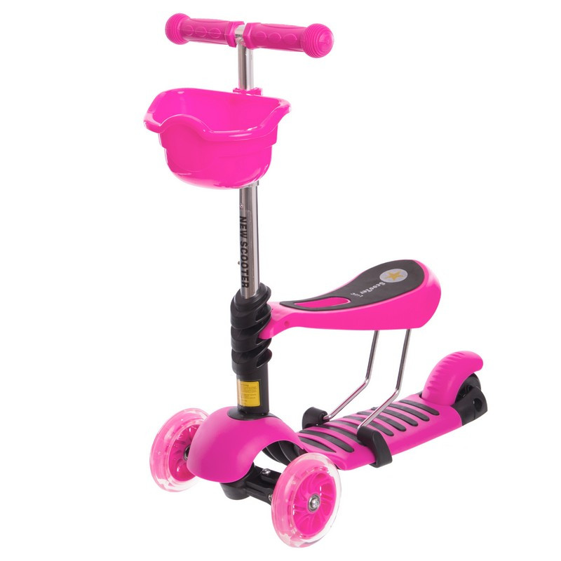 

Самокат трехколесный детский 3 в 1 Scooter Micro Mini My Go 0332 розовый