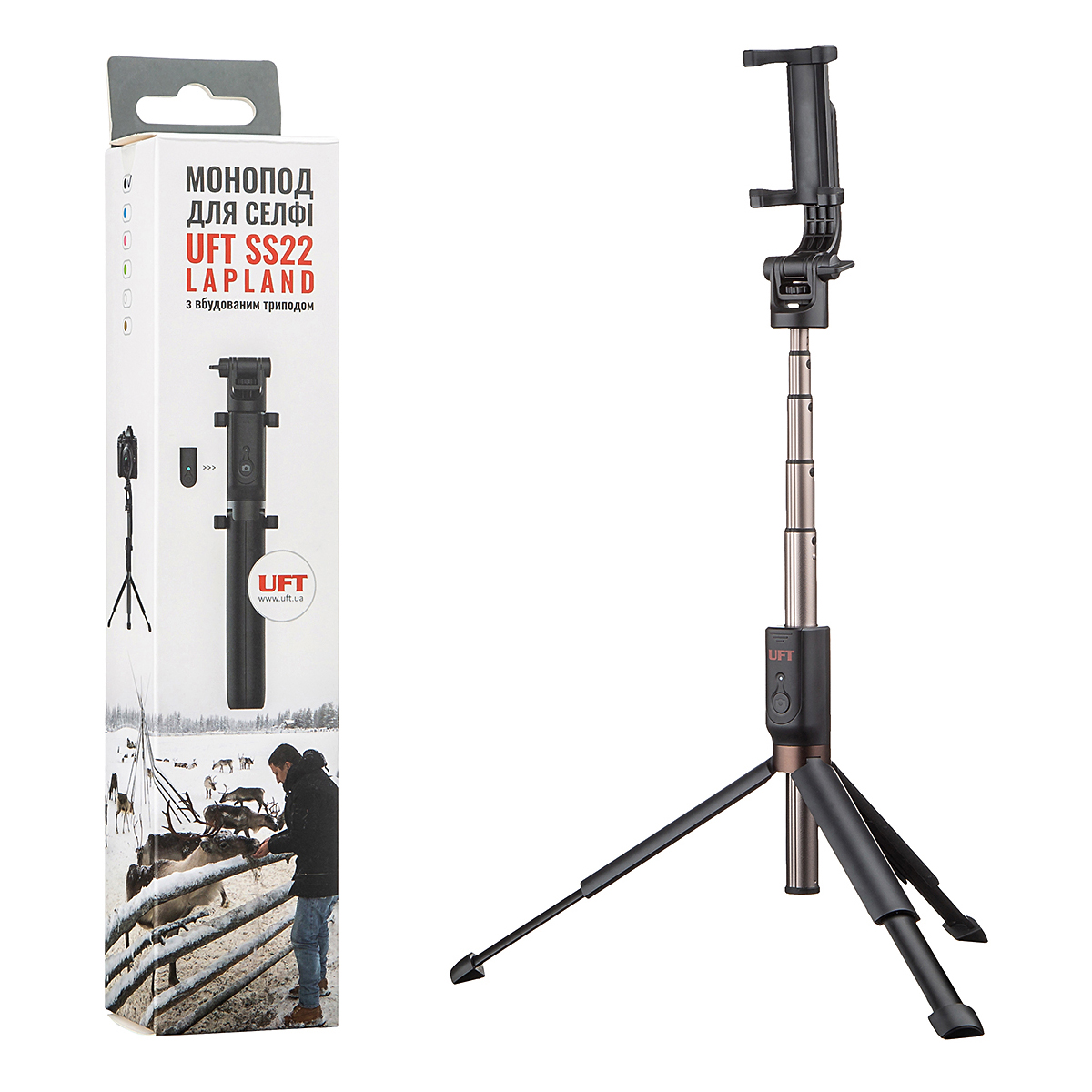 

Трипод-монопод с Bluetooth пультом SS22 LAPLAND Selfie Stick Black