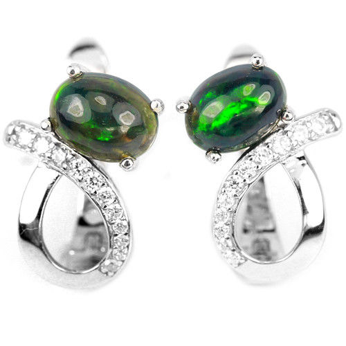 

Серьги из серебра с черным опалом с1564